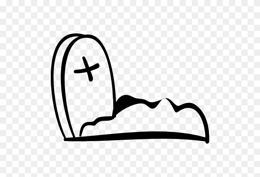 512x512 Muerte, Lápida, Cruz, Cementerio, Tumba, Suelo, Icono De Halloween - Tombstone Clipart En Blanco Y Negro