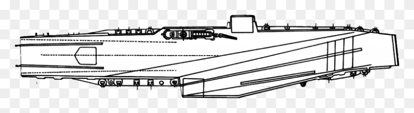 798x174 Deck Plan Of Midway Class Aircraft Carrier After Scb - Aircraft Carrier PNG