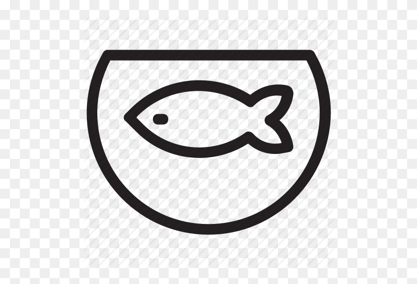 512x512 Декор, Рыба, Аквариум С Рыбами, Аквариум, Значок Золотая Рыбка - Контур Рыб Png