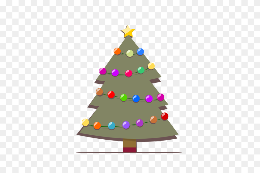 438x500 Decorated Christmas Tree Vector Drawing - Christmas Tree Vector PNG