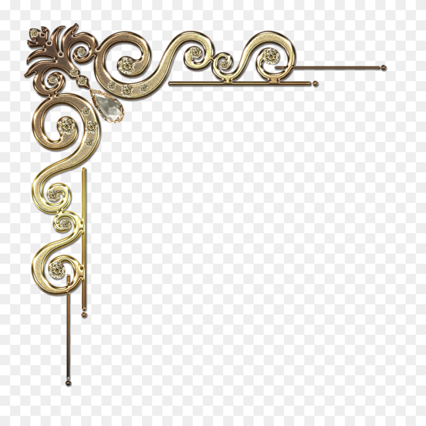 1024x1024 Decorative Corner With Citrine In Gold - Gold Necklace Clipart