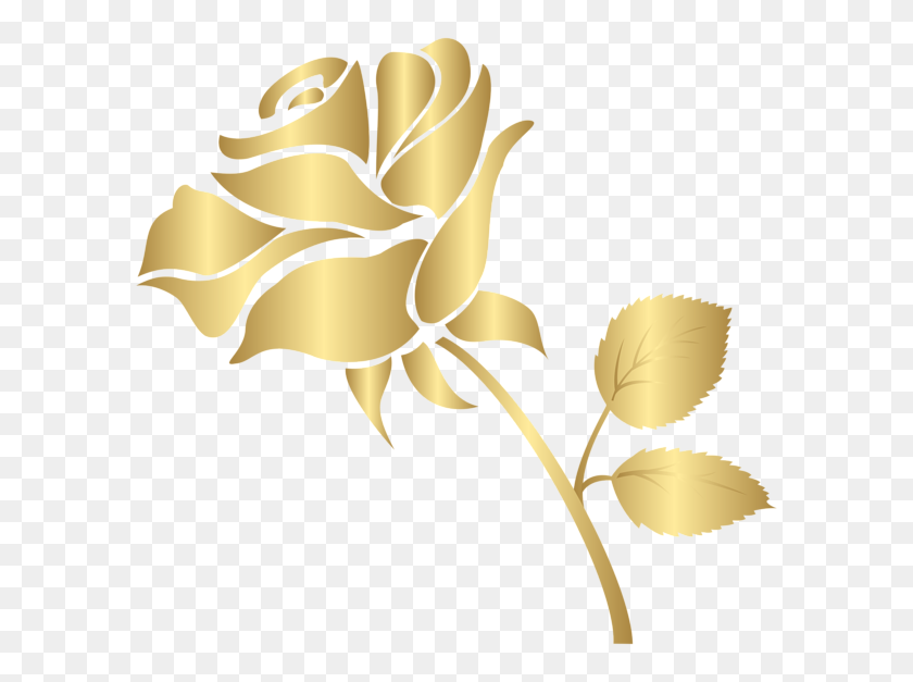 600x567 Decorative Gold Rose Png Clip Art - Rose Gold Clip Art