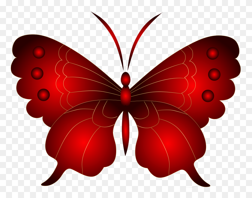 8000x6161 Декоративная Красная Бабочка В Png Картинках Галерея - Красная Бабочка Клипарт