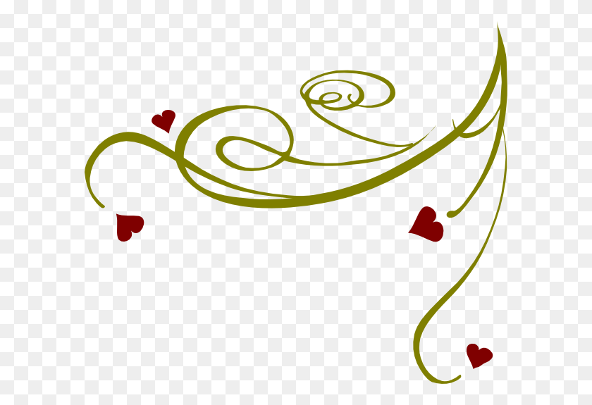 600x515 Decorative Swirl Hearts Clip Art - Gnat Clipart
