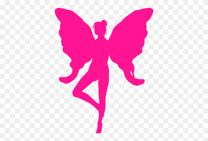 512x512 Deep Pink Faery Icon - Angel Silhouette PNG