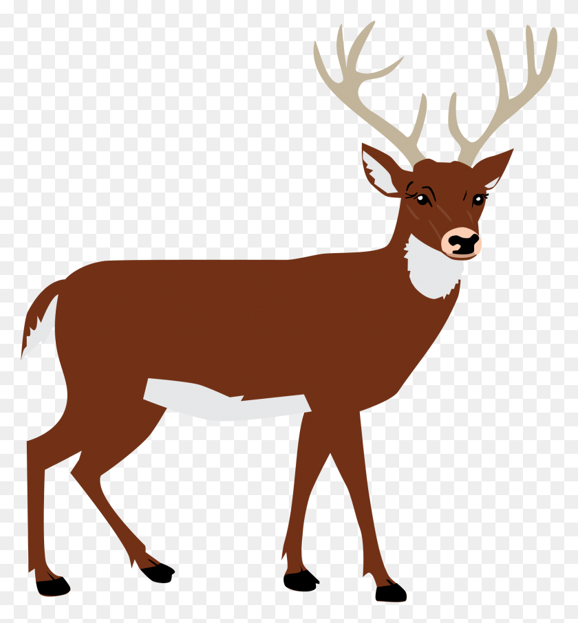 1927x2092 Deer Clip Art Black And White - Free Hunting Clipart