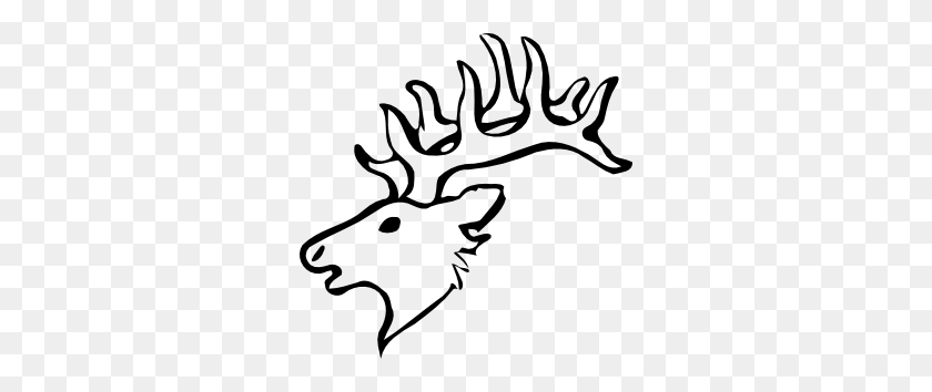 300x294 Deer Clipart Black And White - Doe Head Clipart