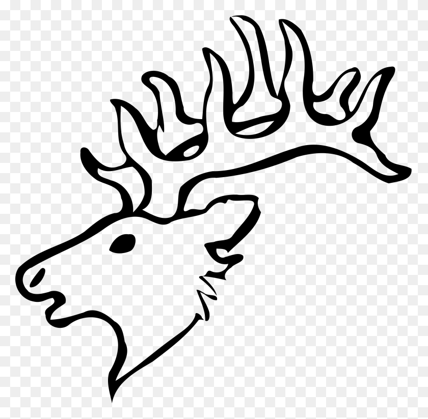 2400x2349 Deer Clipart Traceable - Reindeer Black And White Clipart