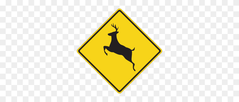 300x300 Deer Crossing Sign Clip Art - Deer Clipart Free