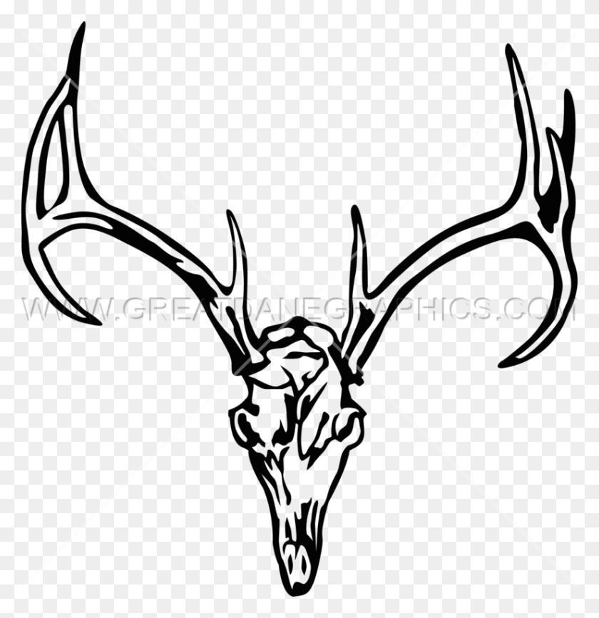 825x854 Deer Skull Charge Production Ready Obra De Arte Para La Impresión De Camisetas - Clipart De Ciervo En Blanco Y Negro