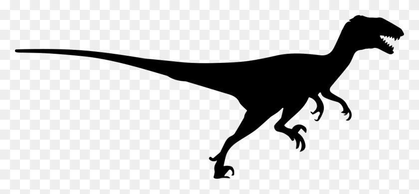 980x414 Дейноних Динозавр Силуэт Вид Сбоку Значок Png Бесплатно - Силуэт Динозавра В Png