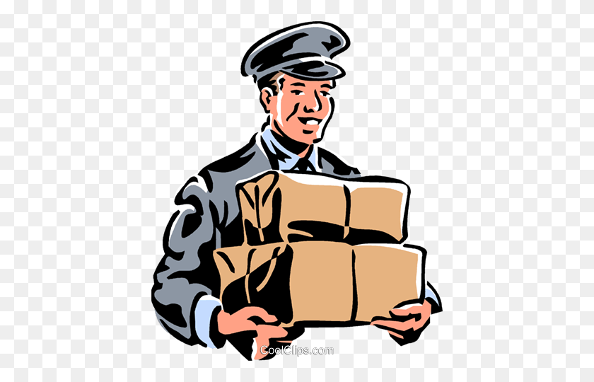 412x480 Delivery Man Royalty Free Vector Clip Art Illustration - Post Office Clipart
