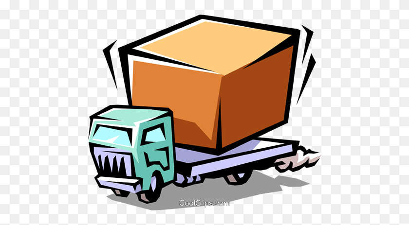 480x403 Delivery Truck With Package Royalty Free Vector Clip Art - Package Clipart