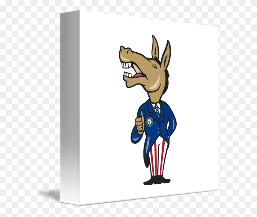 606x650 Democrat Donkey Mascot Thumbs Up Cartoon - Democrat Donkey PNG