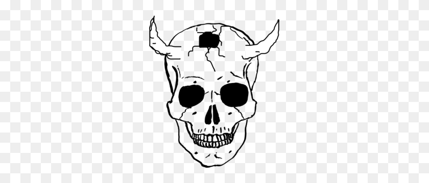 255x299 Demon Skull Clip Art - Devil Clipart Black And White