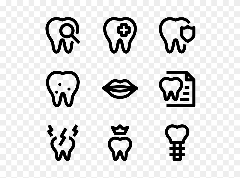 600x564 Iconos Dentales - Imágenes Prediseñadas De Hilo Dental En Blanco Y Negro