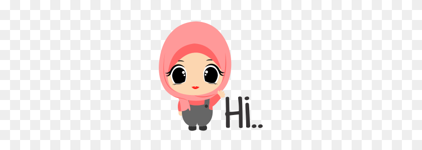 240x240 Depipit Cute Hijab Girl Line Наклейки Линия Магазина - Хиджаб Png