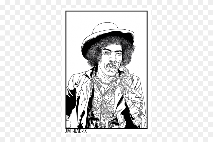 500x500 Desenho De Gomes - Jimi Hendrix Png