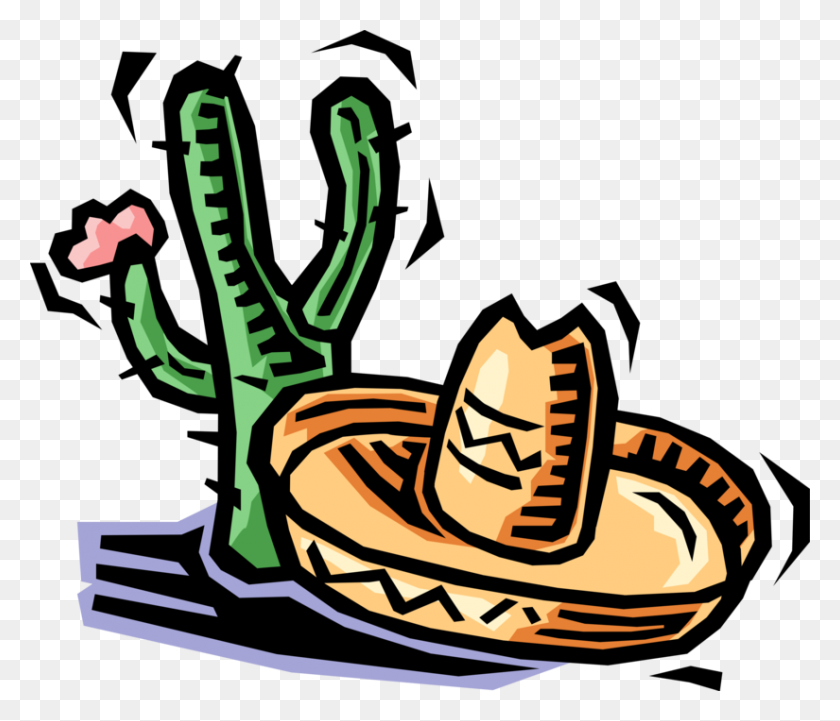 825x700 Desierto De Cactus Y Sombrero Mexicano Sombrero - Sombrero Mexicano Png