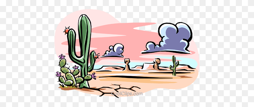 480x296 Desert Landscape Royalty Free Vector Clip Art Illustration - Succulents Clipart