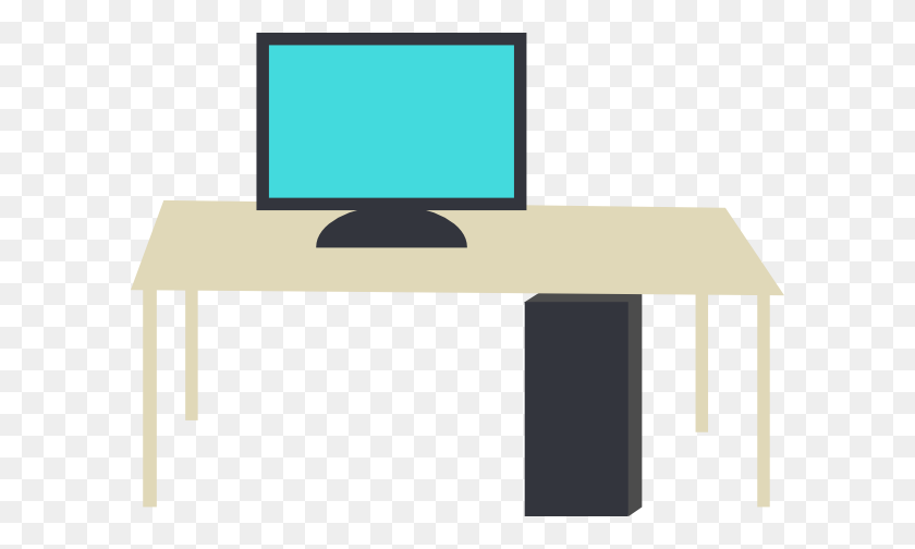 600x444 Desk With Computer Clipart - Computer Clipart