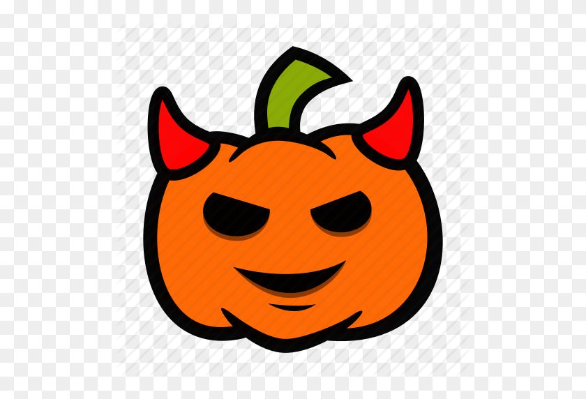 512x512 Дьявол, Emoji, Хэллоуин, Рога, Pumpkn - Дьявол Emoji Png