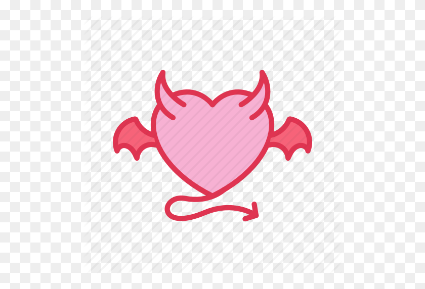 512x512 Devil, Horn, Love, Tail, Wing Icon - Devil Horns Clip Art