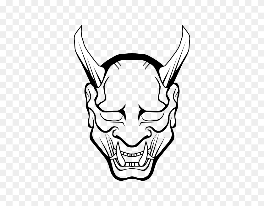 444x596 Devil Outline Clip Art - Evil Face Clipart