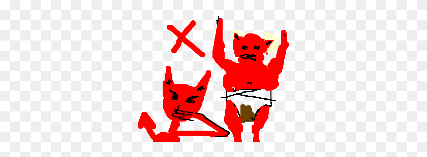 300x250 Devil Refusses To Change Dirty Diaper - Dirty Diaper Clipart
