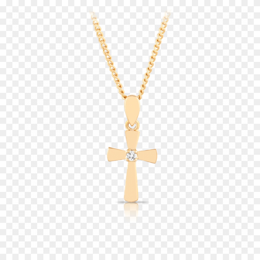 900x900 Diamond Cross Pendant Set In Yellow Gold - Cross Necklace PNG