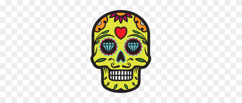 300x300 Diamond Eyes Day Of The Dead Skull Sticker - Dia De Los Muertos Skull Clipart