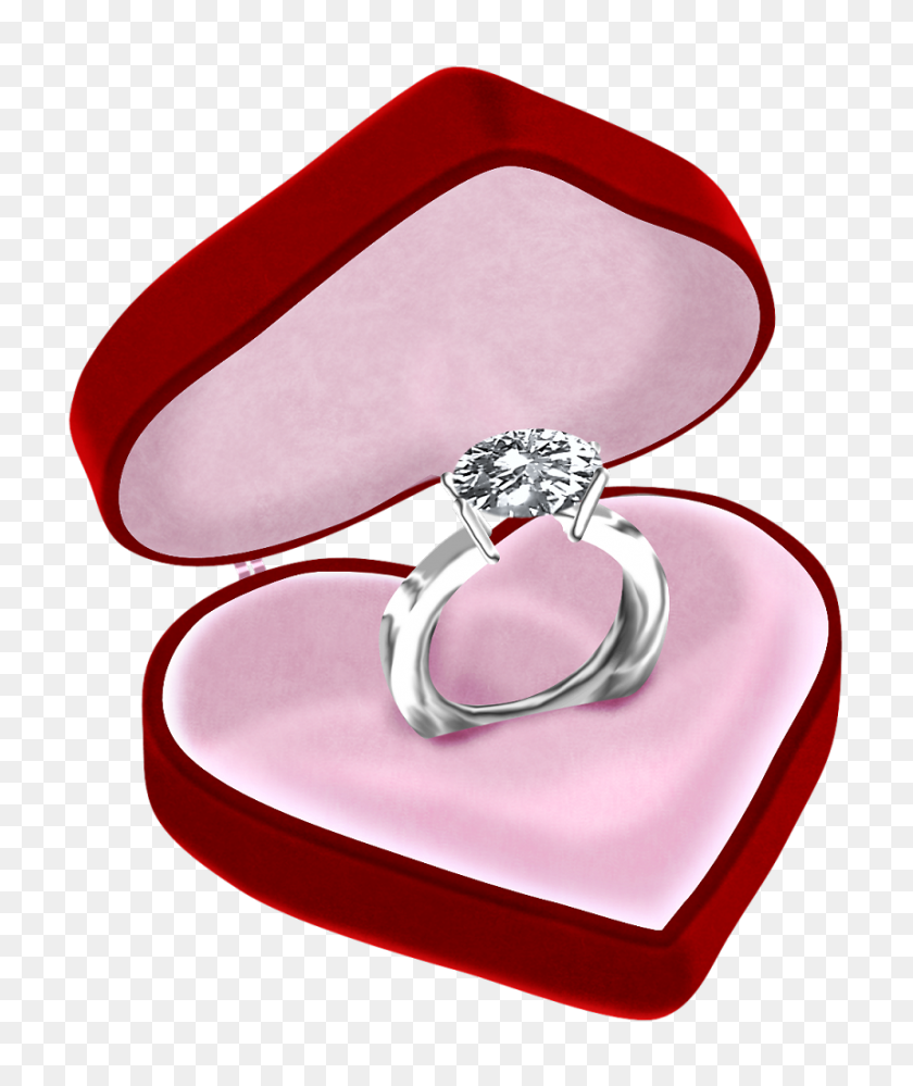 860x1036 Diamond Ring In Heart Box Png Clipart Gallery - Wedding Ring PNG