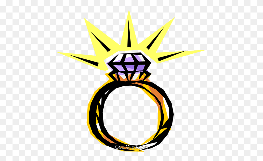 480x455 Diamond Ring Royalty Free Vector Clip Art Illustration - Wedding Rings Clipart PNG