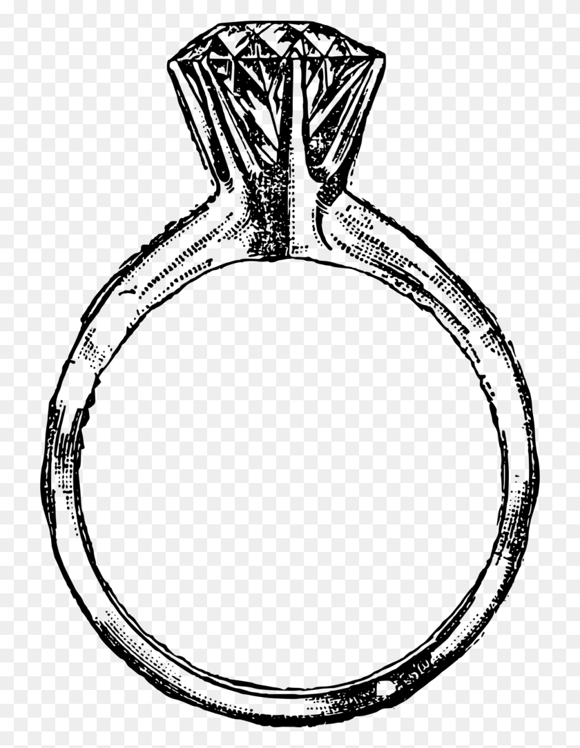 724x1024 Diamond Ring Vector Clipart Clip Art - Diamond Ring Clipart Black And White
