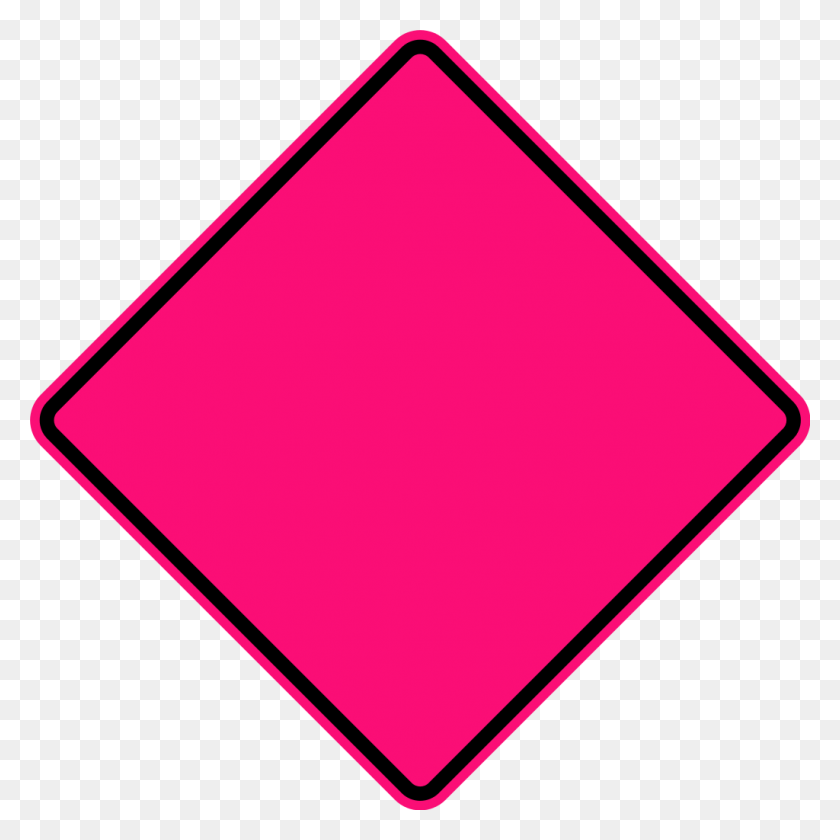 1024x1024 Diamond Warning Sign - Pink Diamond PNG