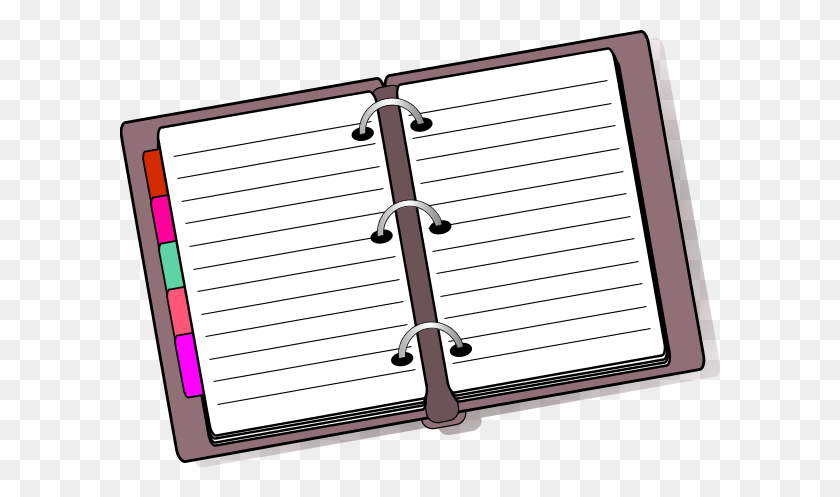 600x437 Diary - Open Notebook Clipart
