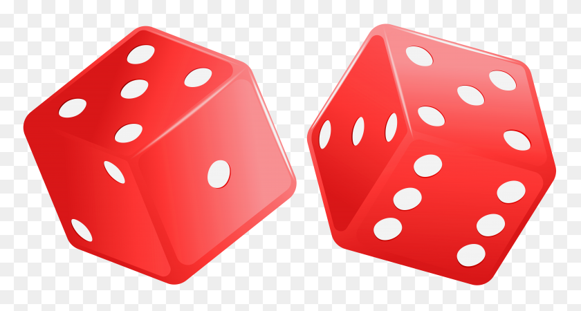 8000x4003 Dice Png Clip Art - Red Dice PNG