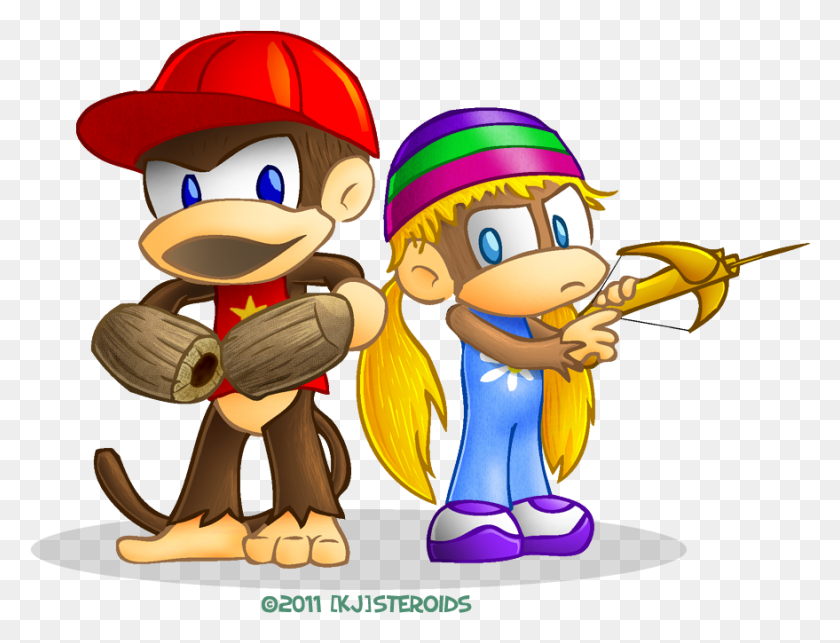 879x657 Diddy Y Tiny Kong - Diddy Kong Png