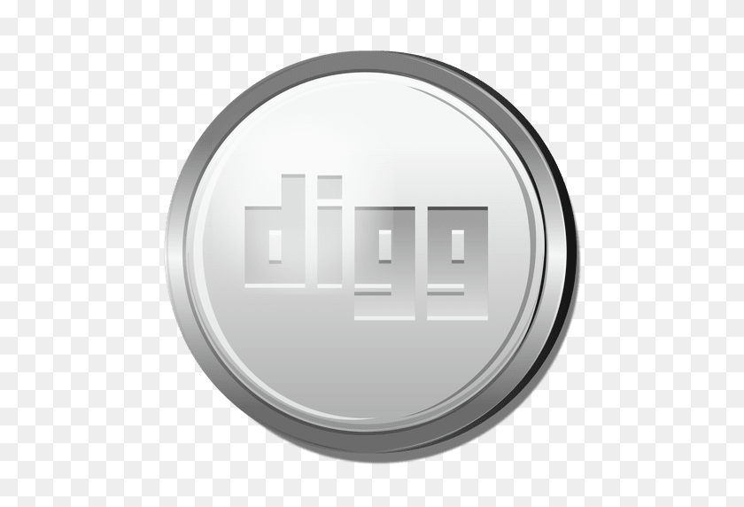 512x512 Digg Silver Circle Icon - Silver Circle PNG