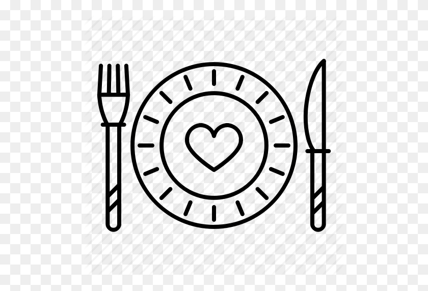 512x512 Dinner, Love, Plate, Romantic, Valentine's Day, Wedding Icon - Valentines Day Black And White Clip Art