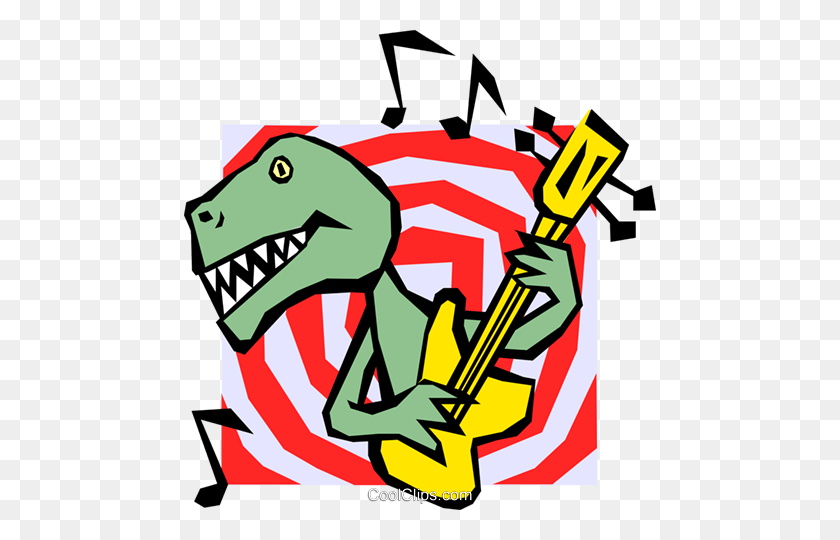 472x480 Dinosaur Playing Guitar Royalty Free Vector Clip Art Illustration - Free Quilting Clip Art