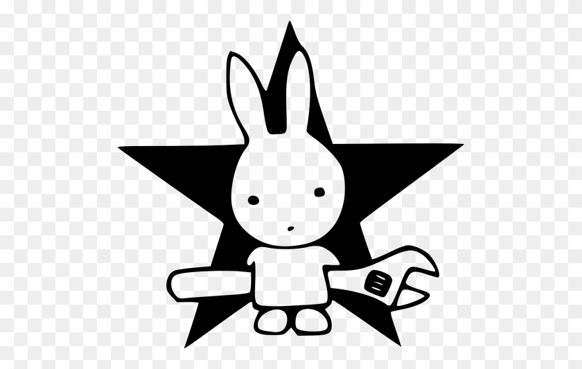 500x473 Direct Action Rabbit With Star - Christmas Star Clipart Black And White