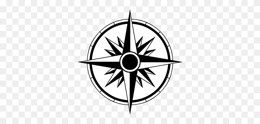 340x340 Direction Clipart Compass Point - Compass Clipart Black And White