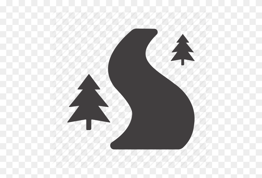 512x512 Direction, Forest, Path, Pathway, Road, Trees, Way Icon - Forest Silhouette PNG