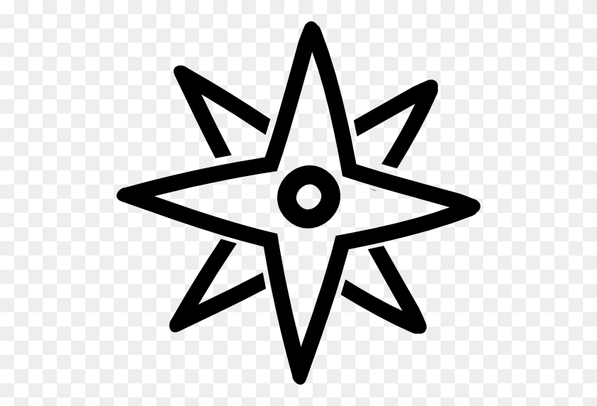 512x512 Направления Ветров Звезда Рисованной Символ - Висячие Звезды Png