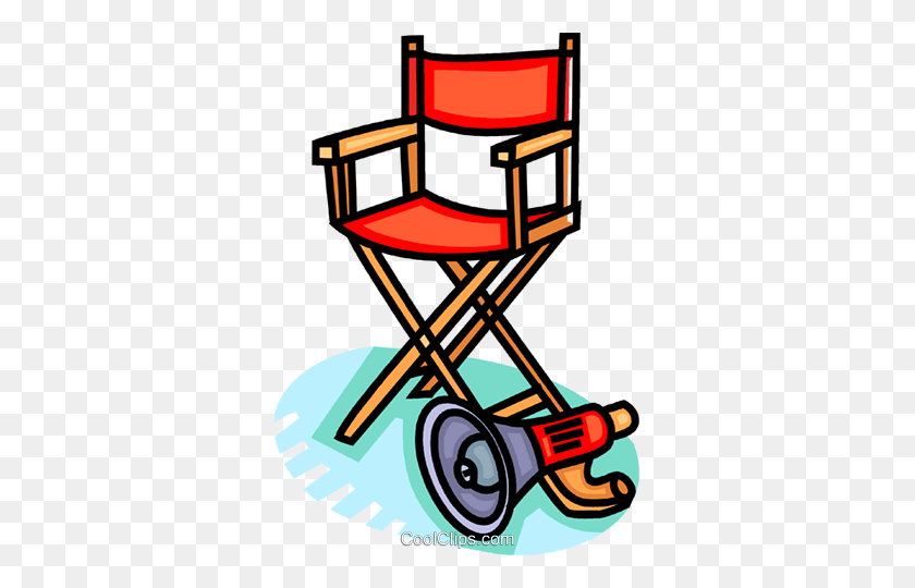 335x480 Director's Chair And Megaphone Royalty Free Vector Clip Art - Movie Director Clipart