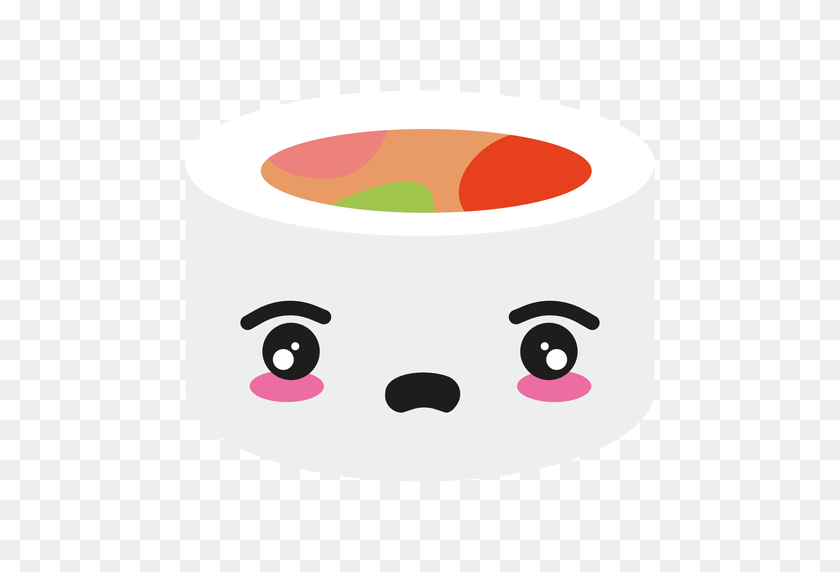 512x512 Disappointed Kawaii Face Sushi Roll - Sushi Roll PNG