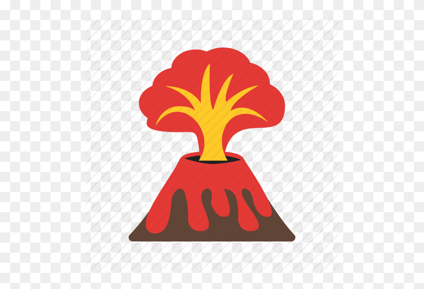 512x512 Бедствие, Извержение, Взрыв, Лава, Природный, Сверкающий, Значок Вулкана - Клипарт Извержения Вулкана