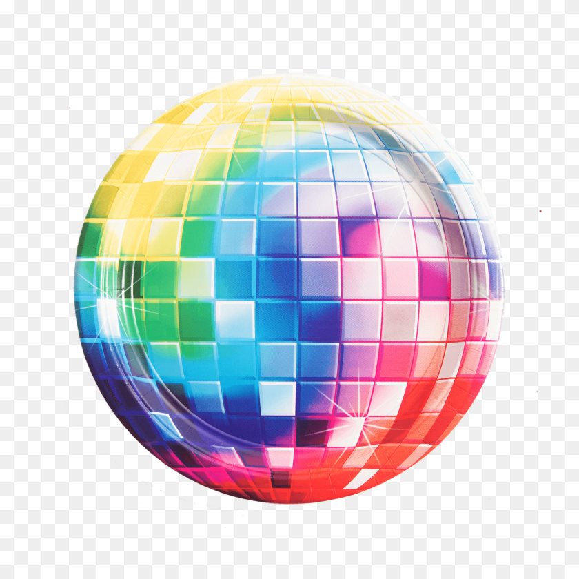 1400x1400 Disco Paper Plates - Disco Ball PNG