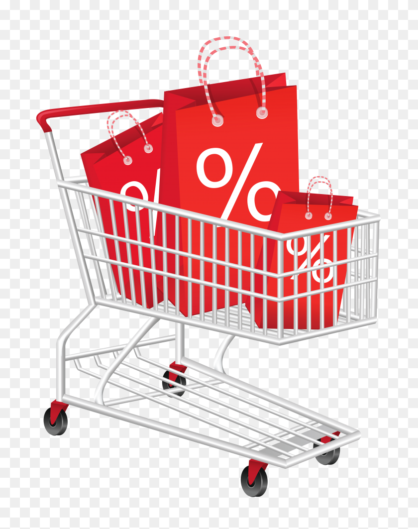 5041x6486 Discount Shopping Cart Clipart Png - Shopping Cart PNG